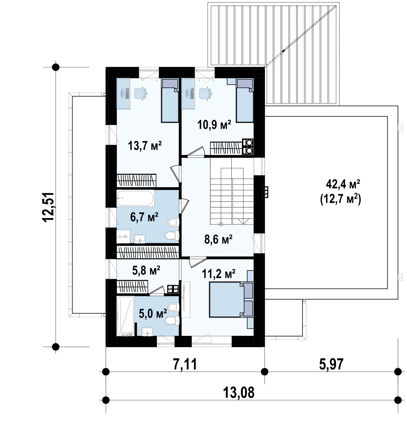 Горище 61,9 / 74,6 m²