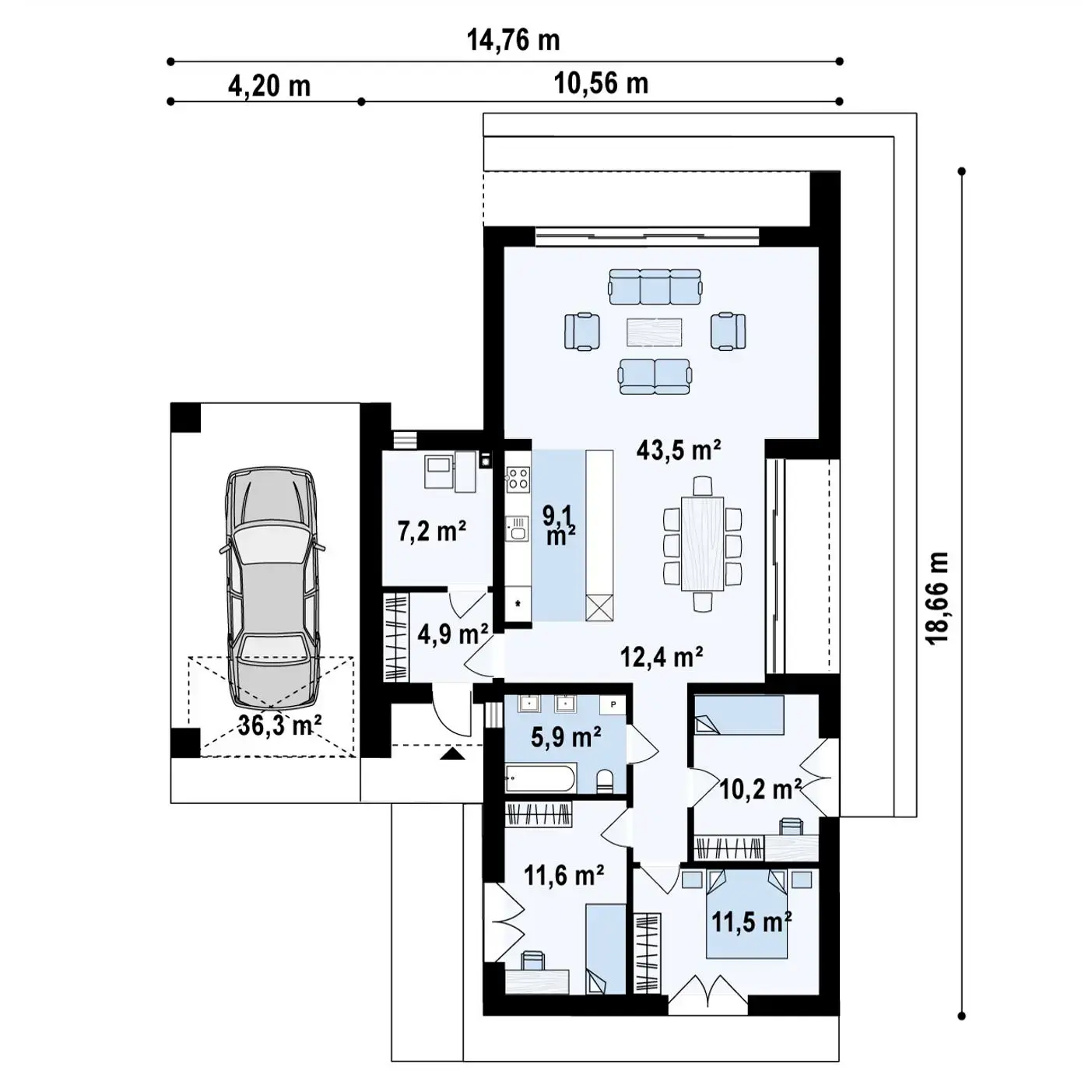 1-ий поверх 116,3 / 116,3 m²