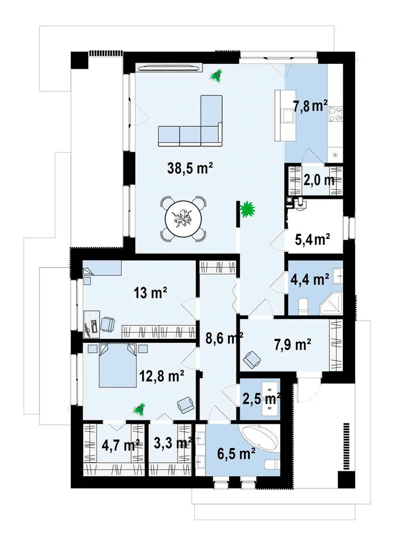 1-ий поверх 124,0 / 124,0 m²