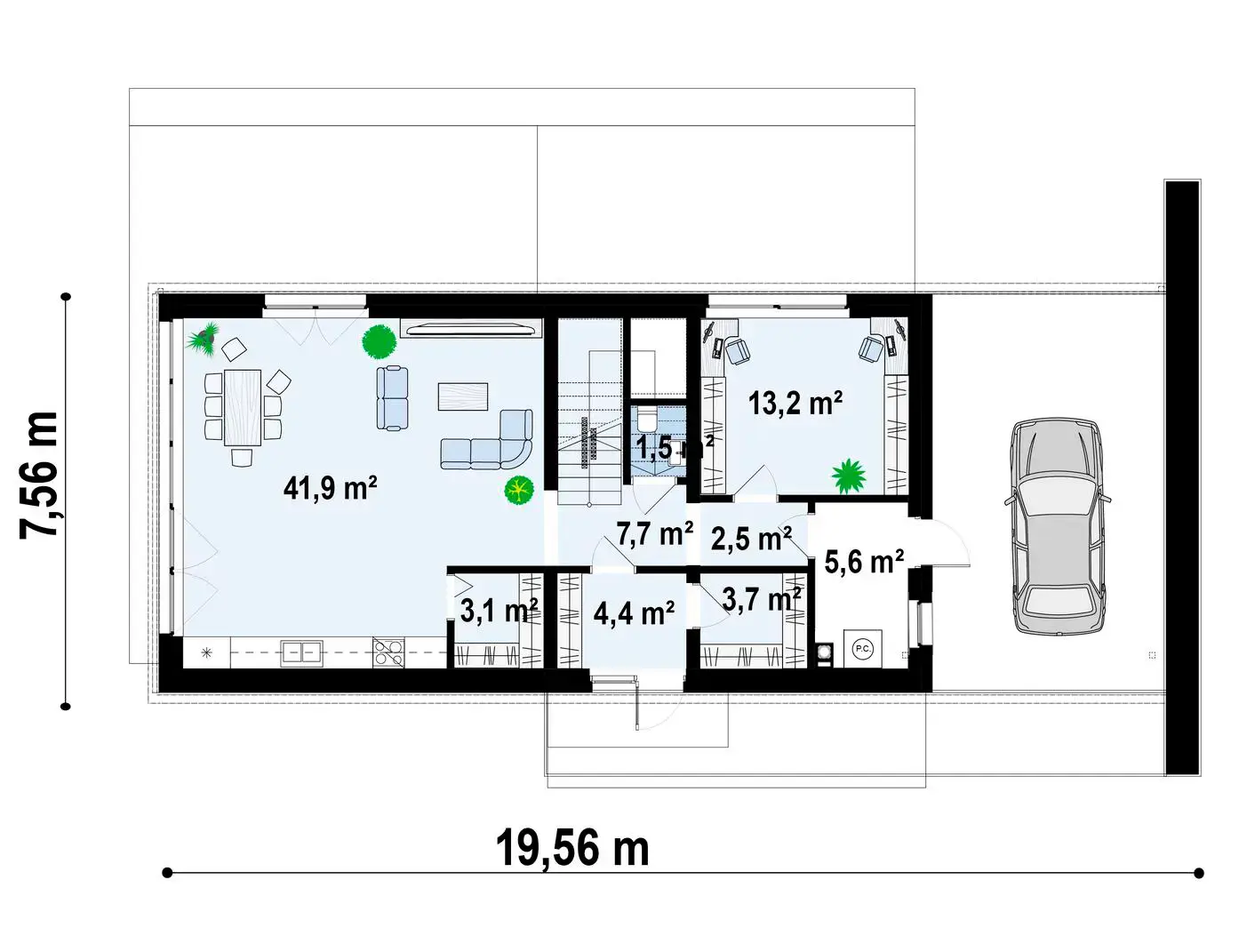 1-ий поверх 83,6 / 83,6 m²