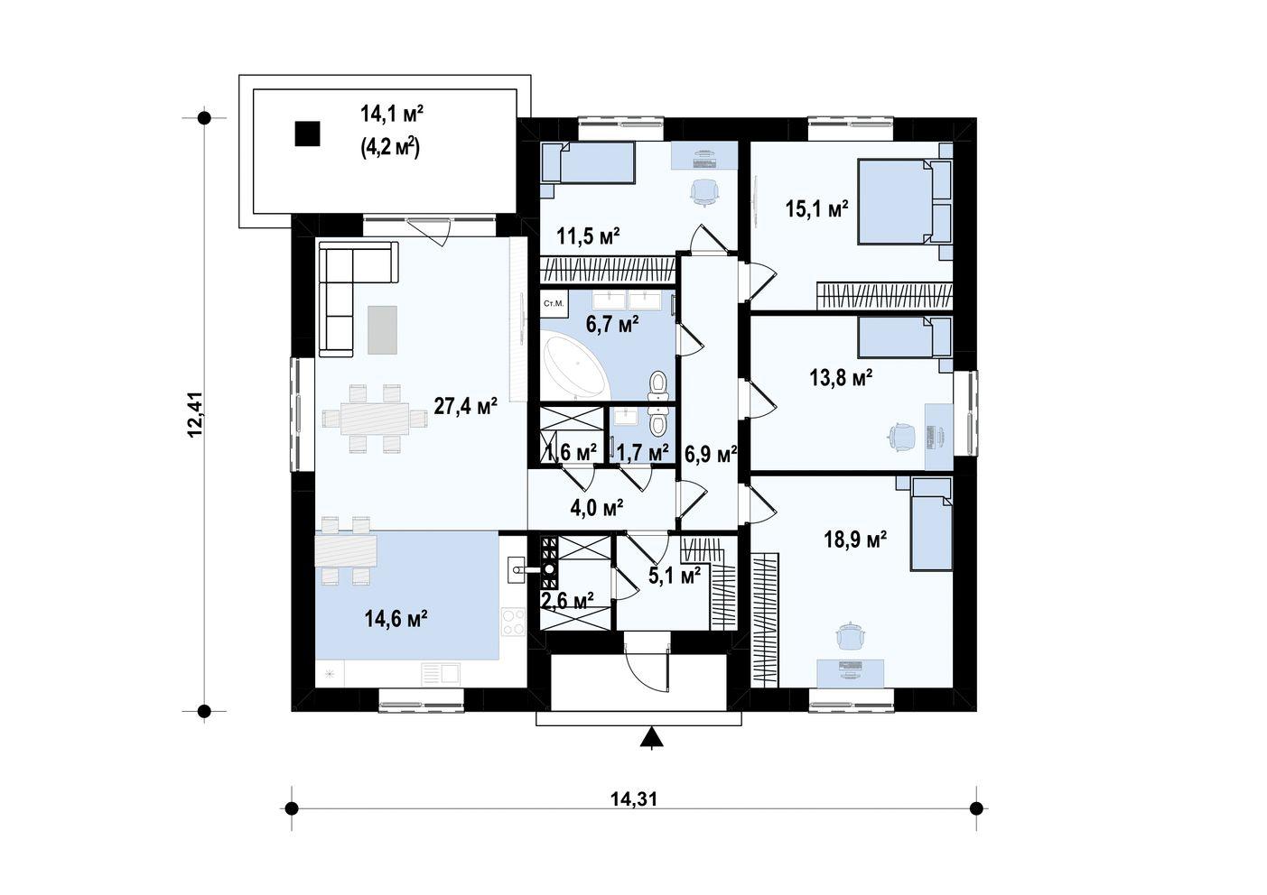 1-ий поверх 134,1 / 134,1 m²