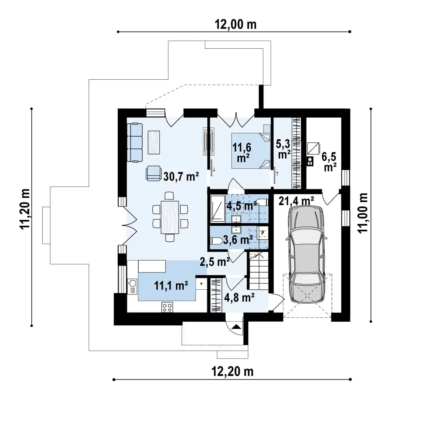 1-ий поверх 102,0 / 102,0 m²