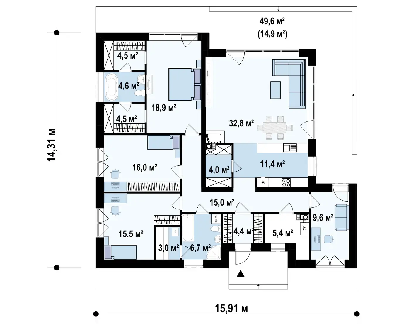 1-ий поверх 156,3 / 171,2 m²